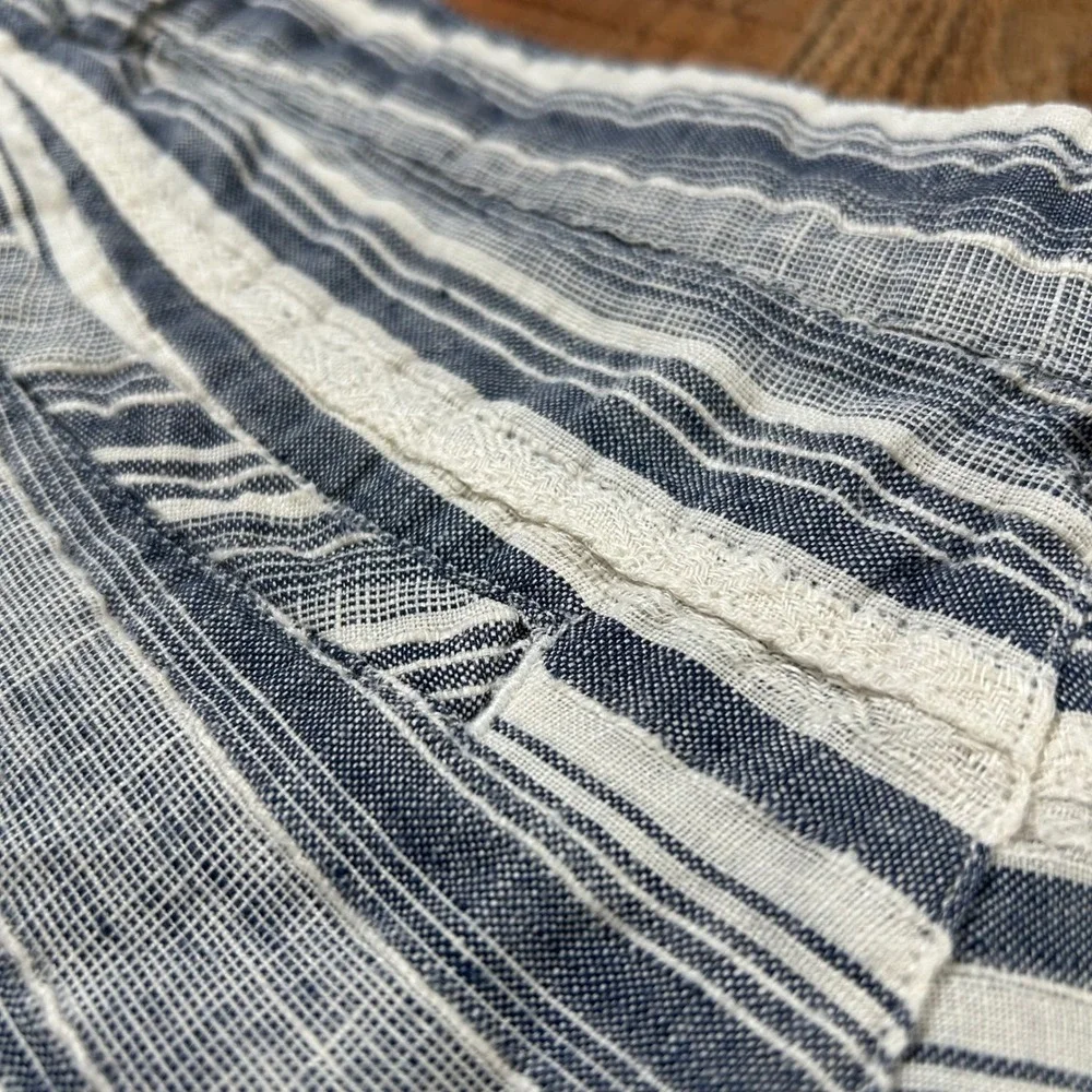 Artisan NY Womens Blue White Striped Linen Shorts 4 Casual Summer Coastal Resort